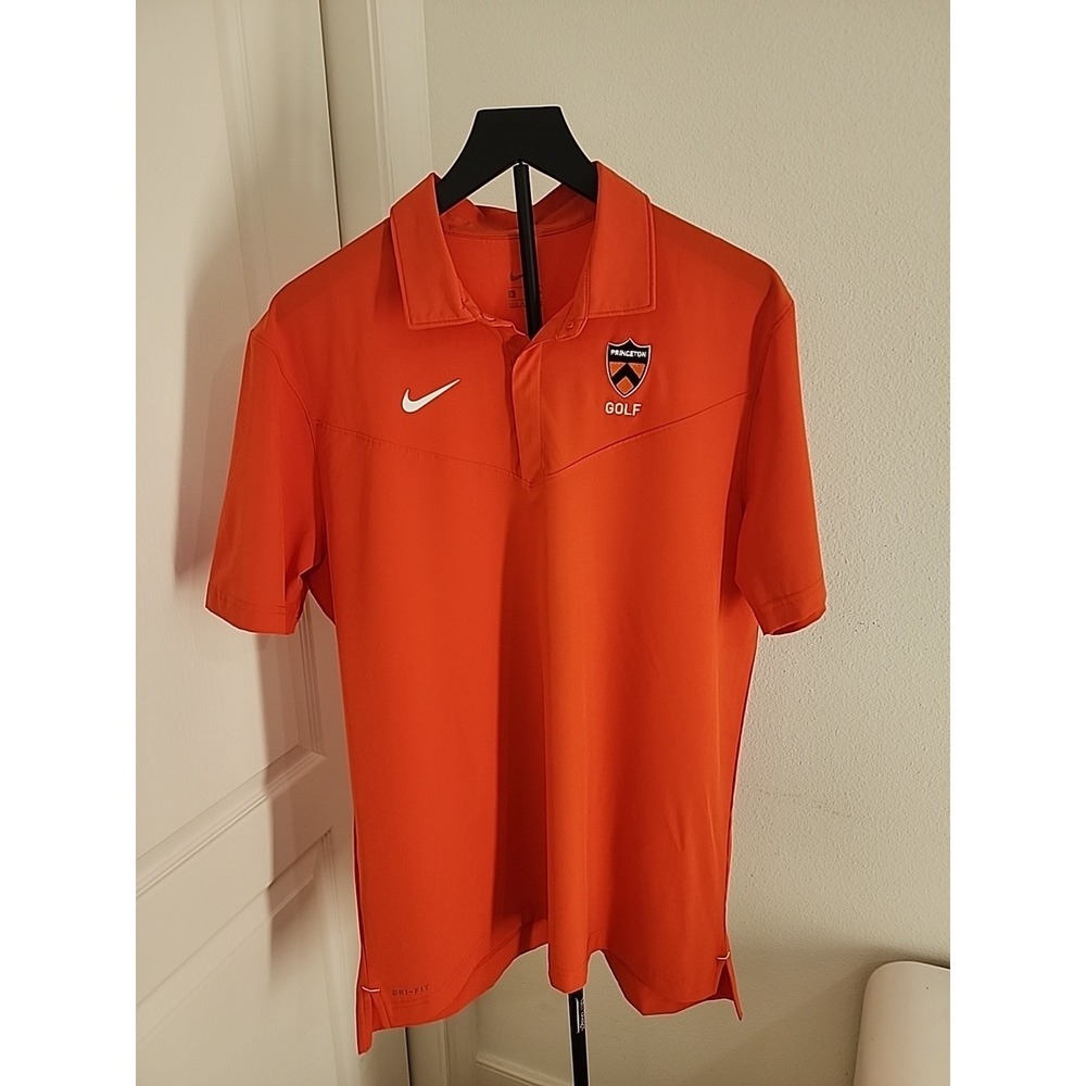 Nike Dri Fit Princeton Golf Polo Shirt Orange Mens Large NCAA Swoosh